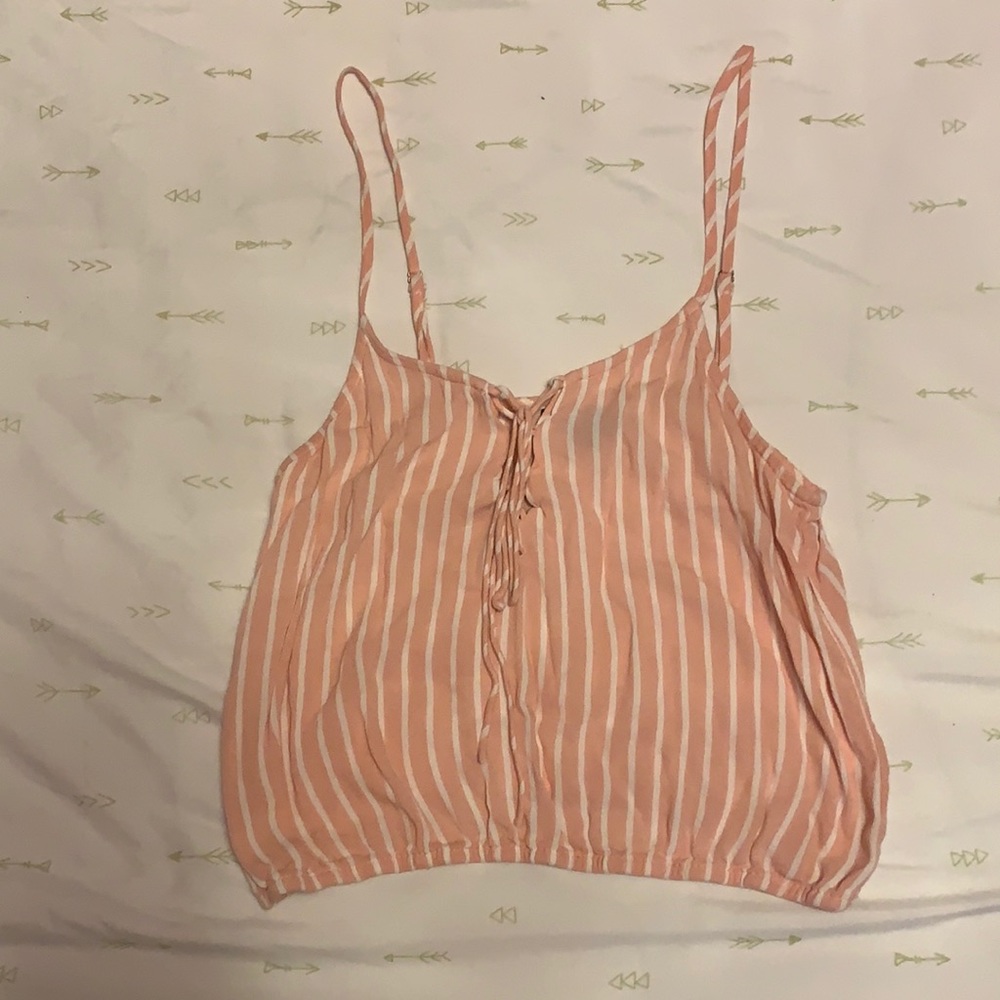 Kendall & Kylie Cropped Pink/White Cropped Top